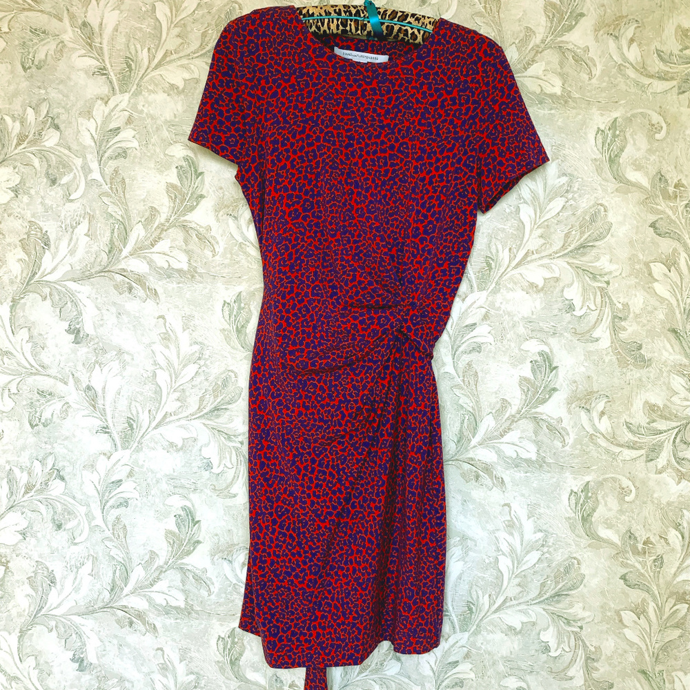 Diane Von Furstenburg Pink/Purple Faux Wrap Dress